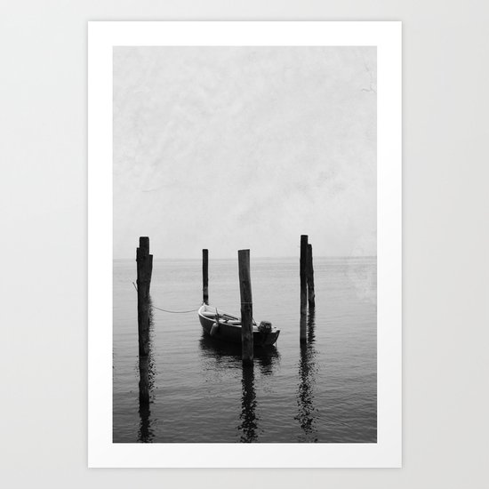 Boat on the lake Art Print