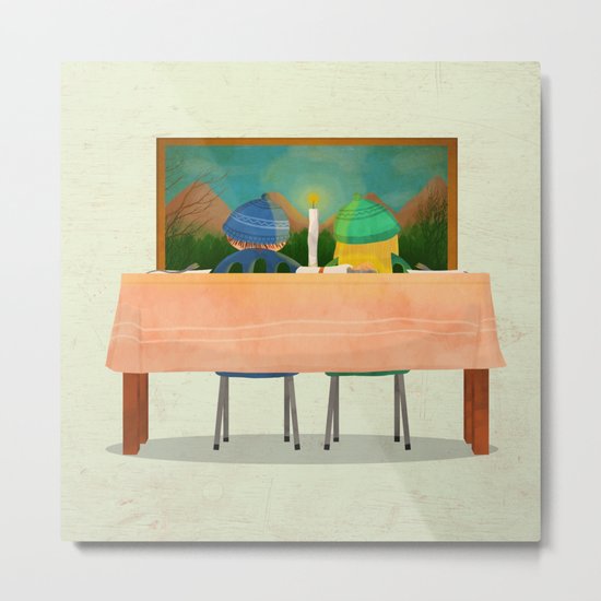 Valentine's Day dinner table Metal Print