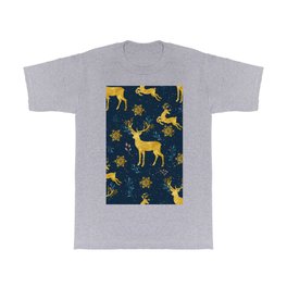 Golden Reindeer T Shirt | Magic, Flower, Happy, Deer, Festive, Watercolor, Graphicdesign, Pattern, Antlers, Reindeer 
