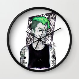 Punk Joker Wall Clock | Comic, Laugh, Illustration, Ink, Joker, Painting, Punk, Alternative, Smile, Tattoos 