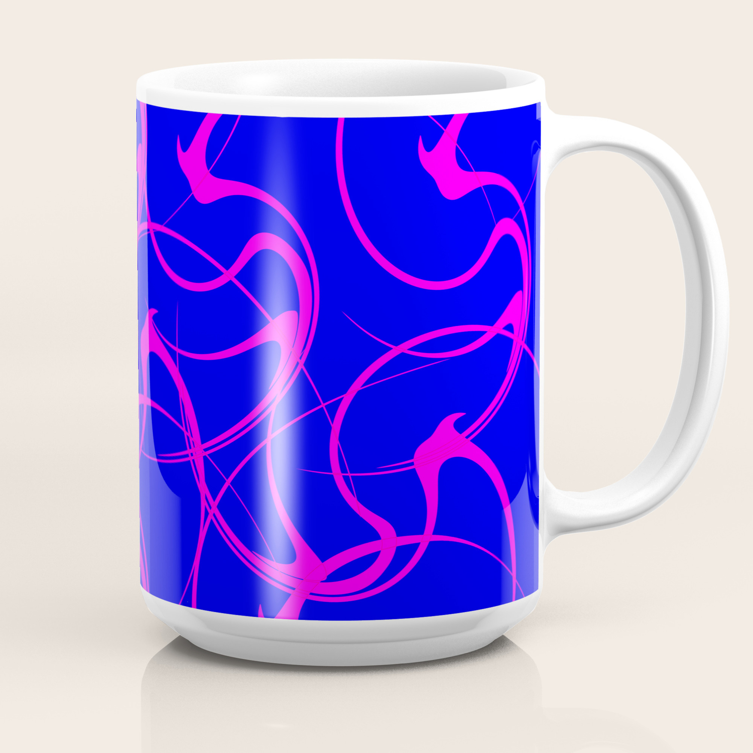 Navy Blue And Pink Stylish Elegant Swirling Lines Pattern Design Coffee Mug By Agnieszkazalewska Society6,Artistic Abstract Flower Drawing