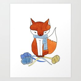 Fox and Yarn Art Print