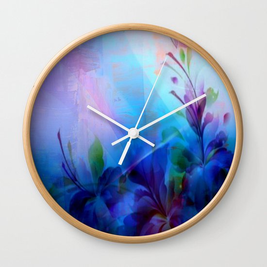 Sunset Painterly Floral Wall Clock