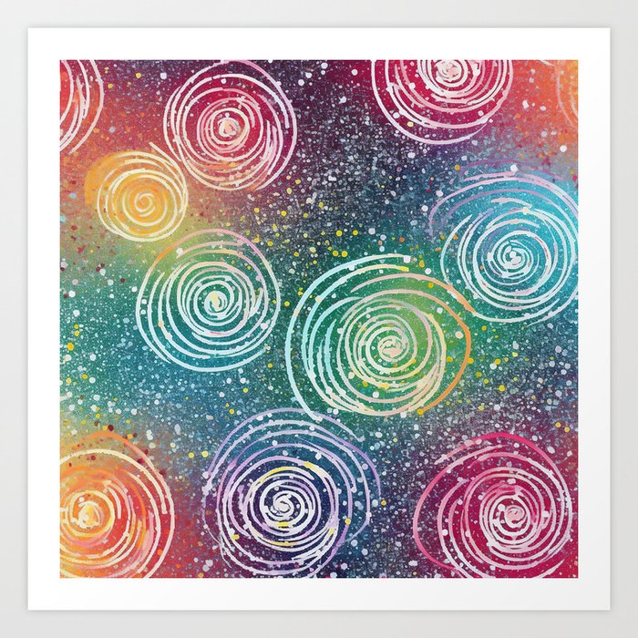 Whimsical Rainbow Swirls 02 Art Print