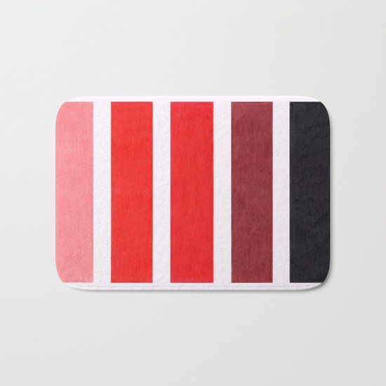 Colorful Red Geometric Pattern Bath Mat