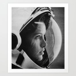 NASA Astronaut, Anna Fisher, black and white photograph Art Print