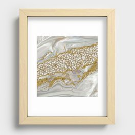 Mother of pearl and gold Abstract Recessed Framed Print