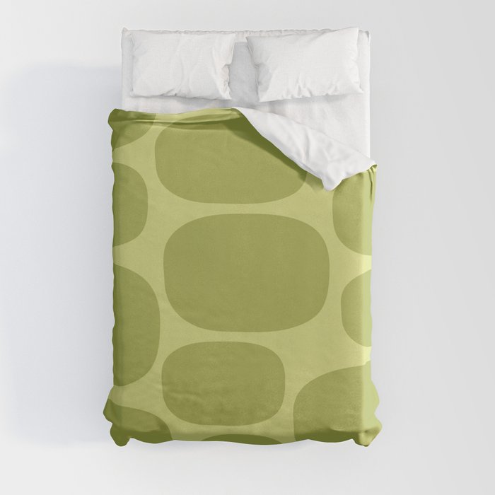 Modernist Spots 258 Chartreuse and Olive Green Duvet Cover