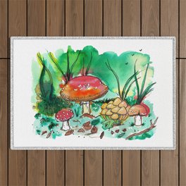 Toadstool Mushroom Fairy Land Outdoor Rug
