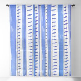 Watercolor lines - blue Sheer Curtain