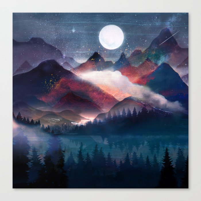 Mountain Lake Under the Stars Canvas Print
