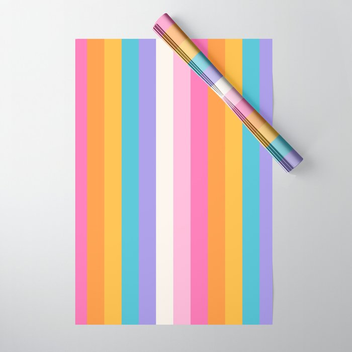 Neon Rainbow Stripes Wrapping Paper