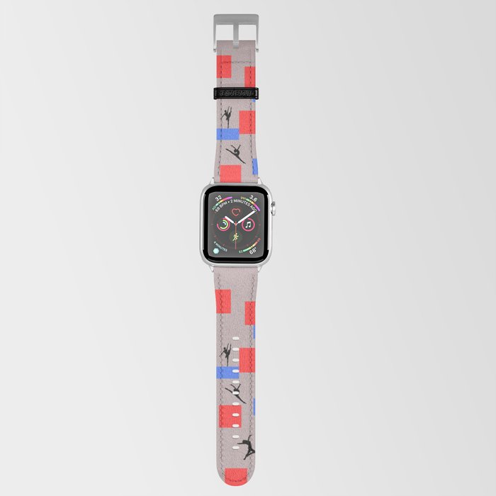 Dancing like Piet Mondrian - Composition in Color A. Composition with Red, and Blue on the light brown background Apple Watch Band