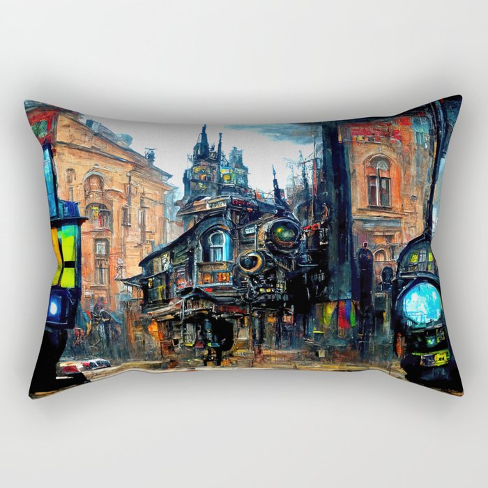 Victorian Steampunk City Rectangular Pillow