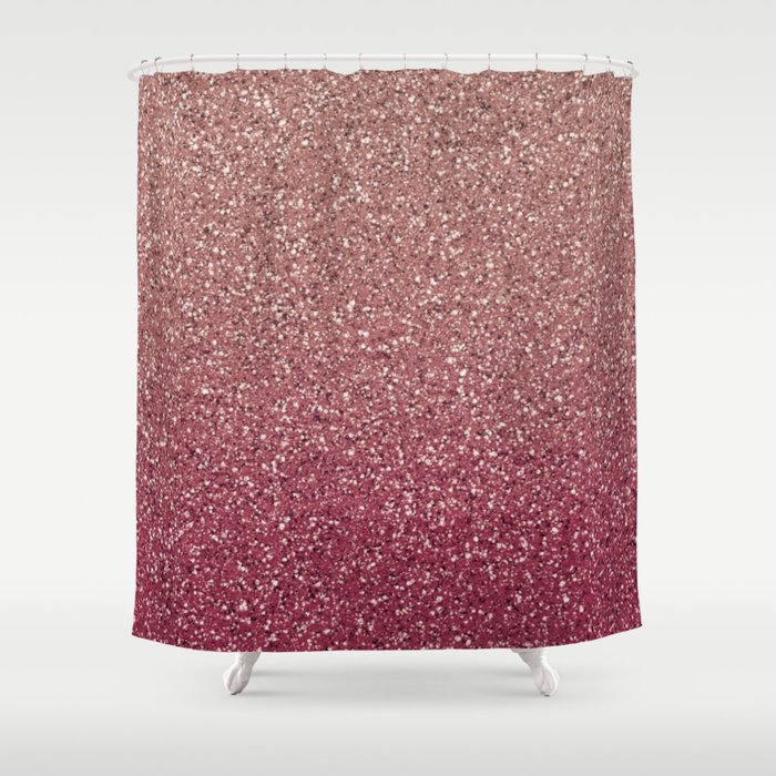Pastel Pink Ombre Glitter Shower Curtain