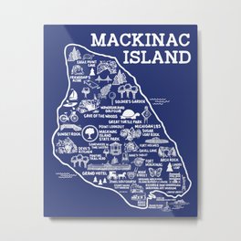 Mackinac Island Map Metal Print