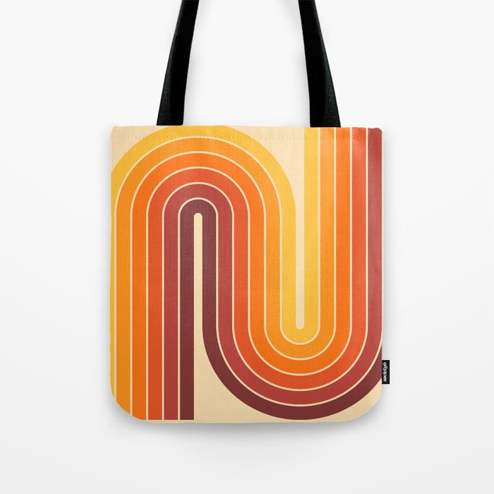 70s Retro Vintage Style Geometric Design 371 Autumn Tote Bag by