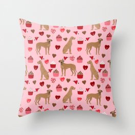 Great Dane valentines day cupcakes love hearts dog gifts must have pure breed great danes dog patter Throw Pillow