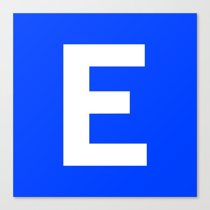 Letter E (White & Blue) Canvas Print