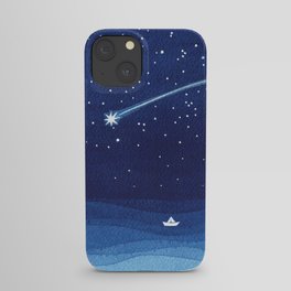 Falling star, shooting star, sailboat ocean waves blue sea iPhone Case