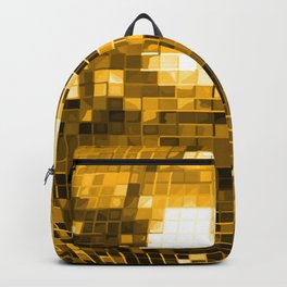 Gold Yellow Mirrored Disco Ball Pattern Backpack