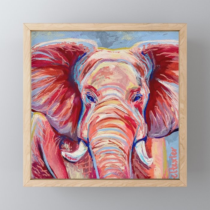 Sunset Elephant  Framed Mini Art Print