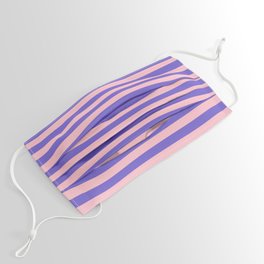 [ Thumbnail: Pink and Slate Blue Colored Lined Pattern Face Mask ]