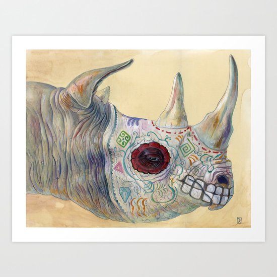 Day of the Dead Rhino Art Print