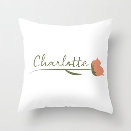 Charlotte name on a rose Throw Pillow