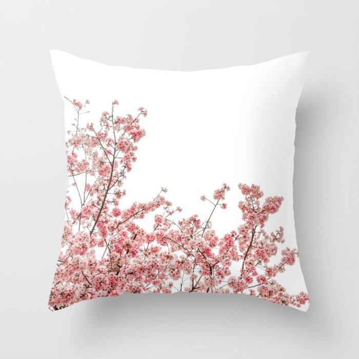 Cherry Blossoms (Color) Throw Pillow