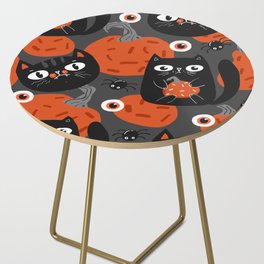 Halloween Seamless Pattern with Cute Pumpkins and Black Cats 02 Side Table