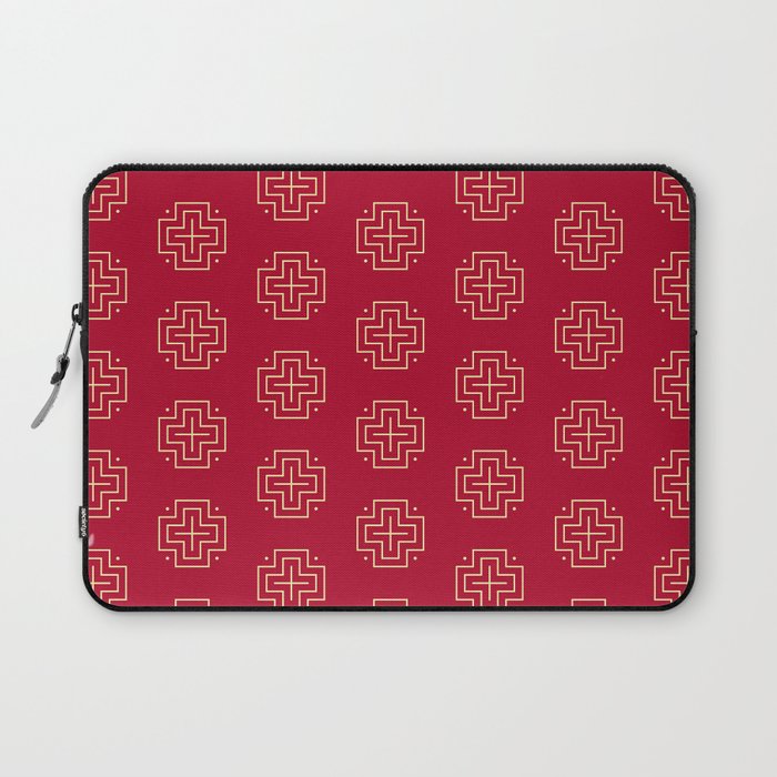 Tribal cross pattern - red Laptop Sleeve