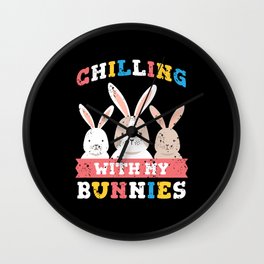 Chilling With My Bunnies Easter Rabbit Easter Day Costume Kids Wall Clock