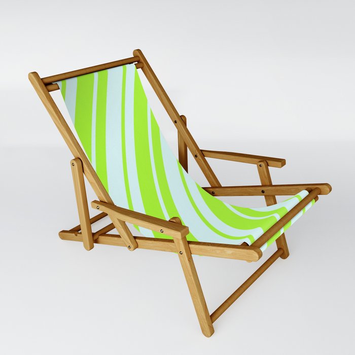 Light Cyan and Light Green Colored Striped Pattern Sling Chair