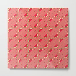 Cut red colour watermelon with seeds and pink background repeat pattern Metal Print | Sliced, Snack, Watermelonfull, Healthyfood, Half, Juice, Pulpy, Eatinghealthy, Graphicdesign, Illustration 