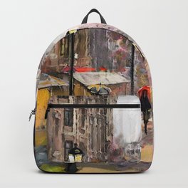 oil painting on canvas, street view of Paris Backpack