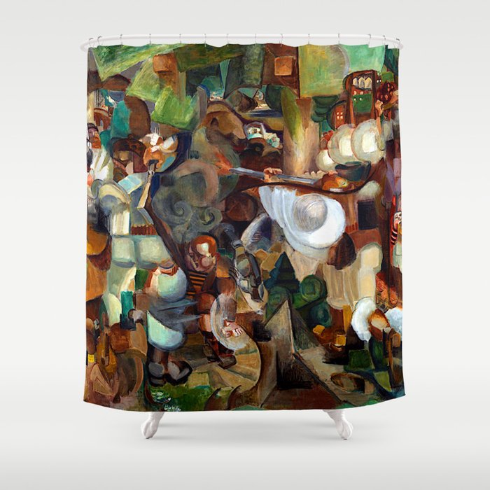 Henri Le Fauconnier Mountaineers Attacked by Bears Shower Curtain