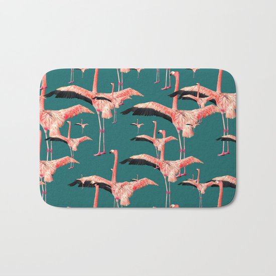 tropical flamingos Bath Mat