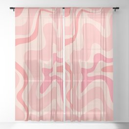 Retro Liquid Swirl Abstract in Soft Pink Sheer Curtain