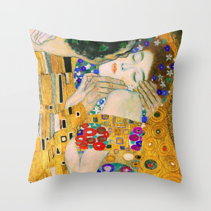 The Kiss by Gustav Klimt Throw Pillow