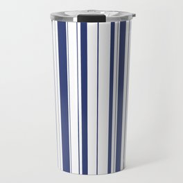 Minimalist Era - White & Indigo Blue Stripe Asymmetrical Travel Mug