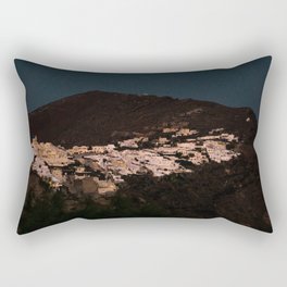 Santorini Cliff by Night | Fira and Oia White Buildings against the Evening Sky | Cliffs & Sea | Nature Travel & Landscape Photography Rectangular Pillow