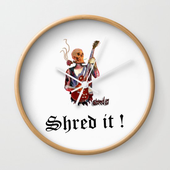 Shred it Skull guitar player Wall Clock