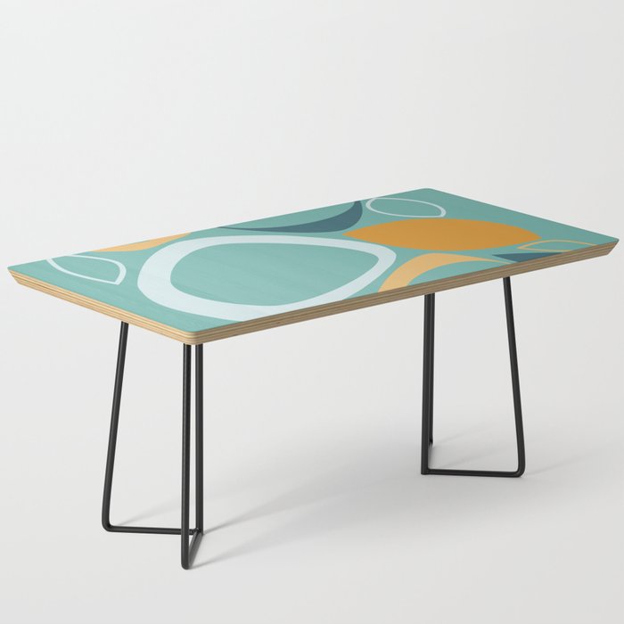 Mid Century Modern Abstract Shapes 8 in Teal, Aqua and Orange Coffee Table