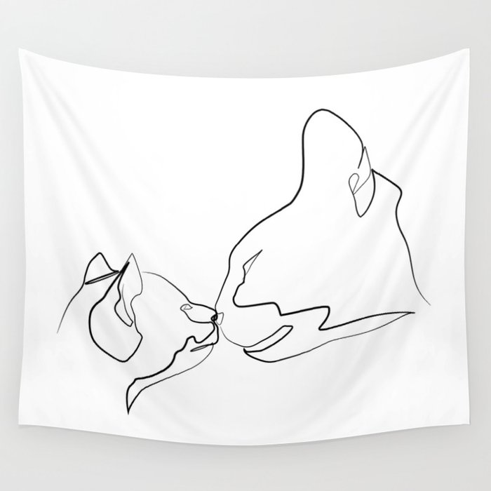 Mother S Day Cat Mom And Her Kitty Wall Tapestry By
