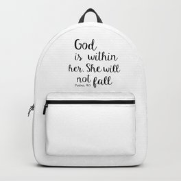 God is within her, She will not fall. Psalm Backpack | Christmas, Love, Faith, Verse, Shewillnotfall, Graphicdesign, Bible, Quote, Encouragement, Secure 