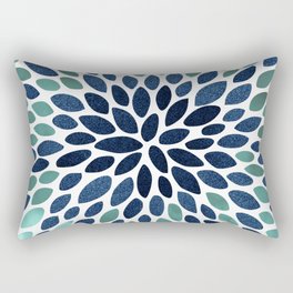 Modern, Blue and Green, Floral Bloom, Botanical Pattern Rectangular Pillow