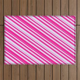 [ Thumbnail: Lavender & Deep Pink Colored Striped Pattern Outdoor Rug ]