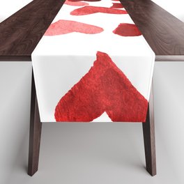 Valentine's Day Watercolor Hearts - red Table Runner