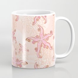 Starfish and Coral Pink Pastel Pattern Coffee Mug